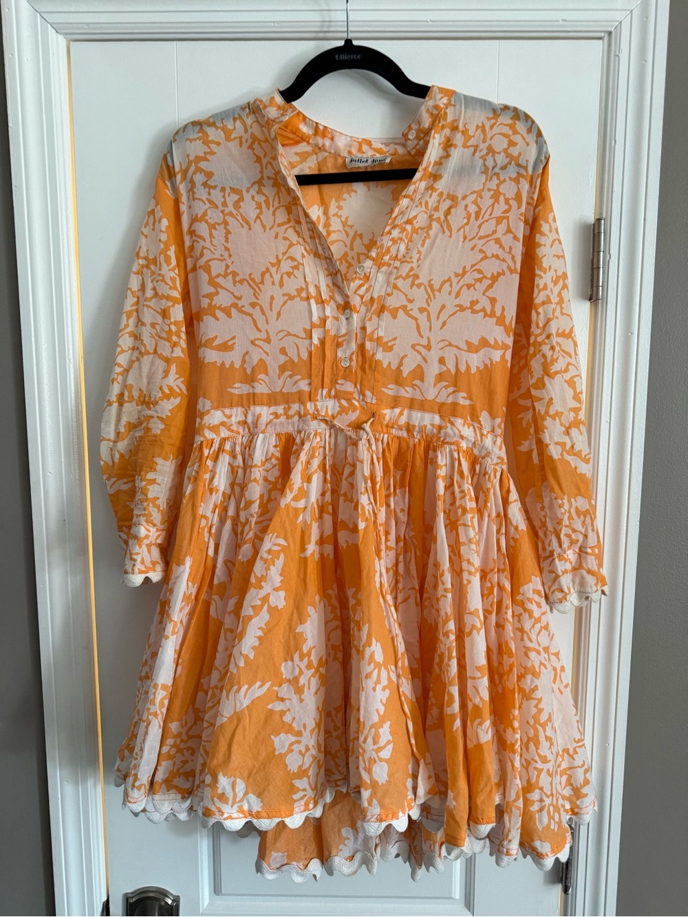 Juliet Dunn Orange and Cream Floral Tunic Dress